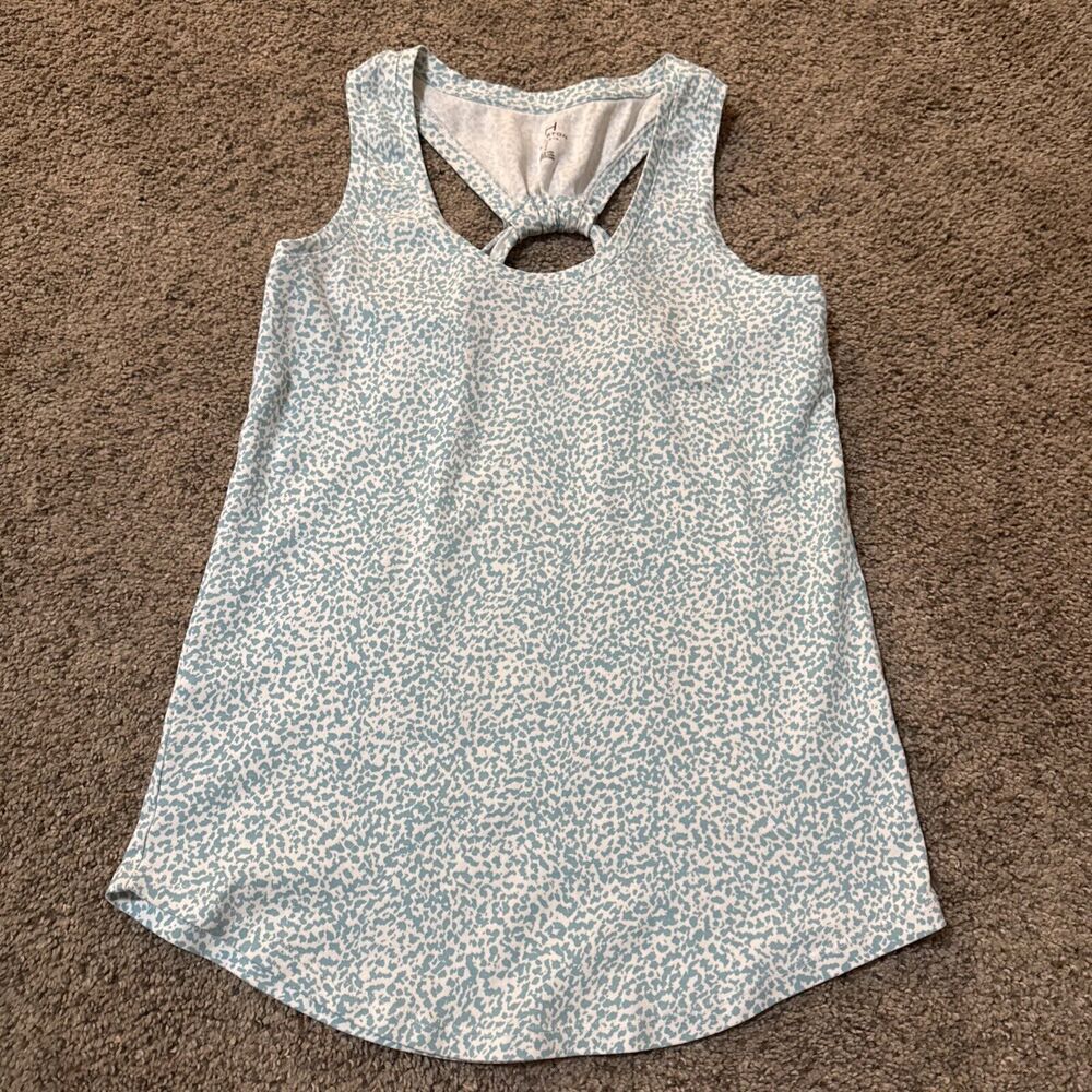 H Halston Open Back Tank Workout Sleeveless Top Size M Blue Lightweight Athletic